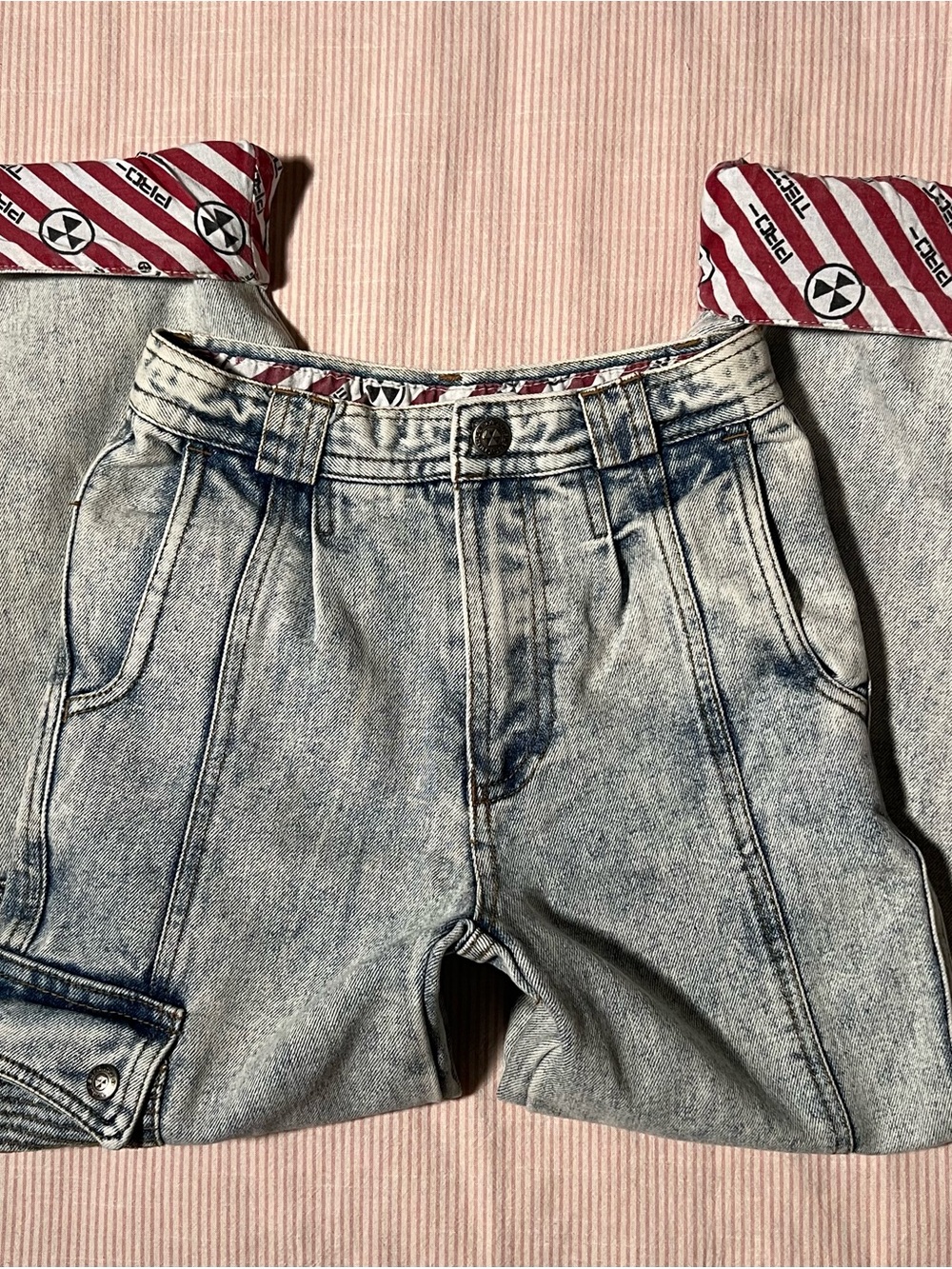vintage 90s bugleboy acid wash tapered cargo jeans